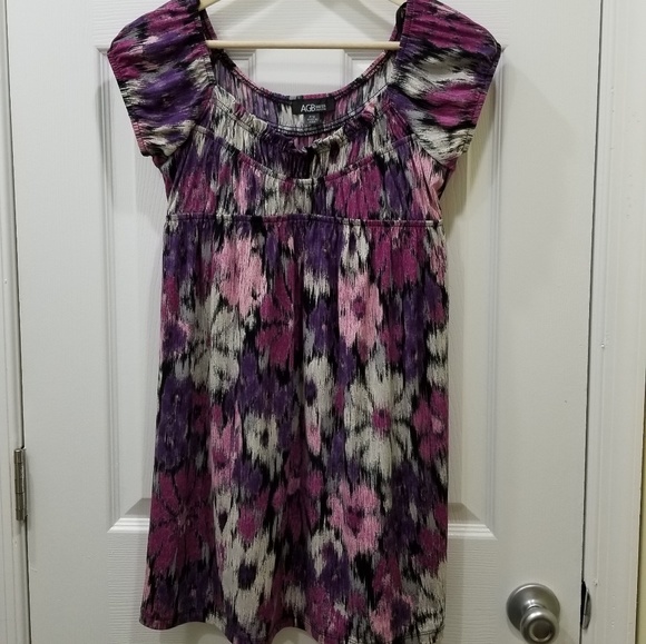 AGB purple flowered off-shoulder dress
